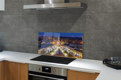 Painel de vidro Panorama da igreja noturna de Cracóvia