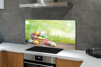 Painel de vidro Cesta de ovos do prado