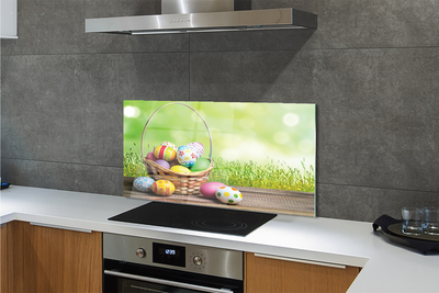 Painel de vidro Cesta de ovos do prado