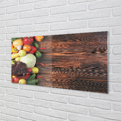 Painel de vidro Milho, pimentões, repolho