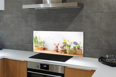 Painel de vidro Coelhos de flores