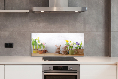 Painel de vidro Coelhos de flores