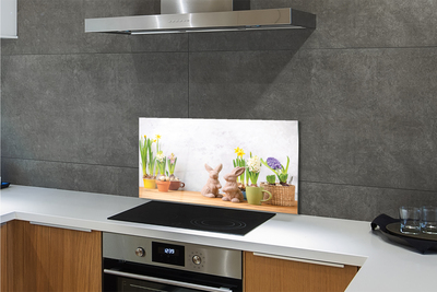 Painel de vidro Coelhos de flores