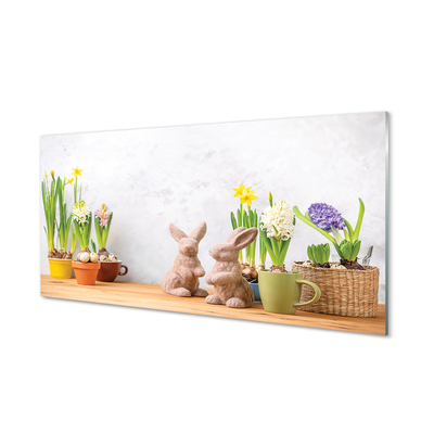 Painel de vidro Coelhos de flores