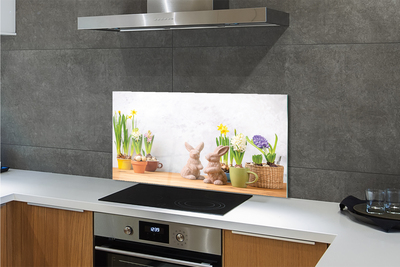 Painel de vidro Coelhos de flores