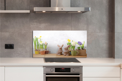 Painel de vidro Coelhos de flores