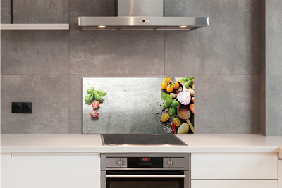 Painel de vidro Pimenta, sal, cebola roxa