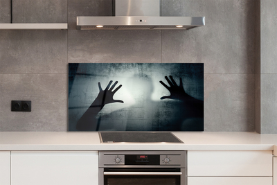 Painel de vidro Sombra da mão e da cabeça da figura