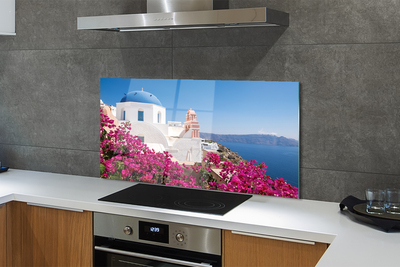 Painel de vidro Grécia Flores Mar Edifícios