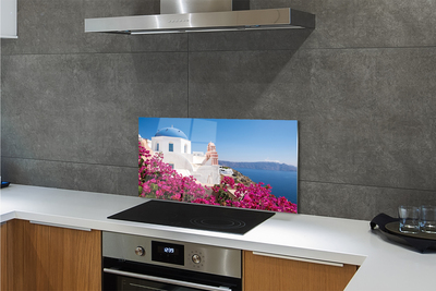 Painel de vidro Grécia Flores Mar Edifícios