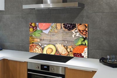 Painel de vidro Feijão brócolis abacate nozes