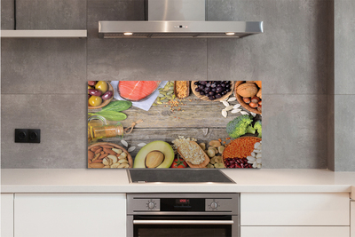 Painel de vidro Feijão brócolis abacate nozes