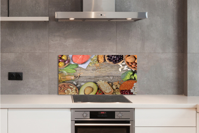 Painel de vidro Feijão brócolis abacate nozes