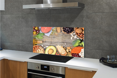 Painel de vidro Feijão brócolis abacate nozes