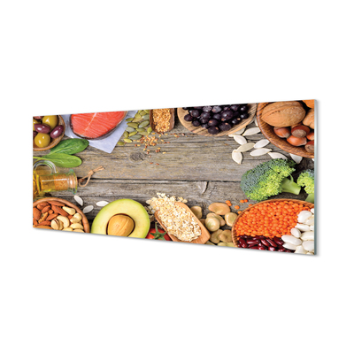 Painel de vidro Feijão brócolis abacate nozes