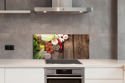 Painel de vidro Azeite pimenta cebola alho