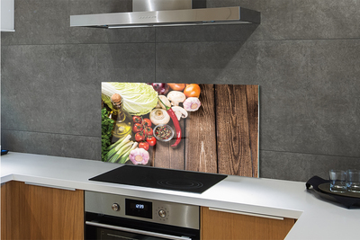 Painel de vidro Azeite pimenta cebola alho