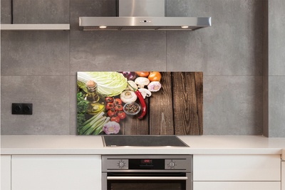 Painel de vidro Azeite pimenta cebola alho