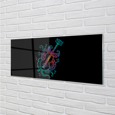 Painel de vidro Partitura colorida para violão