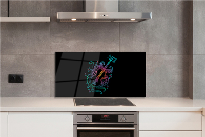 Painel de vidro Partitura colorida para violão