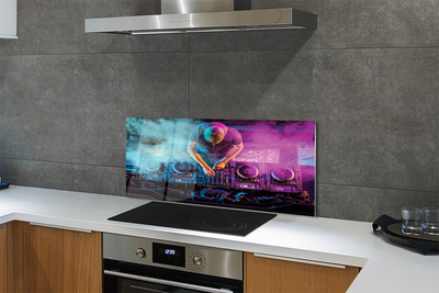 Painel de vidro Console de DJ com luzes coloridas