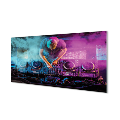 Painel de vidro Console de DJ com luzes coloridas