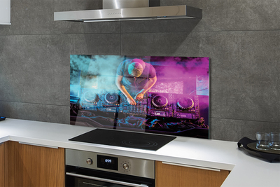 Painel de vidro Console de DJ com luzes coloridas