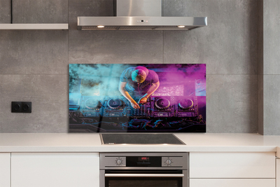 Painel de vidro Console de DJ com luzes coloridas