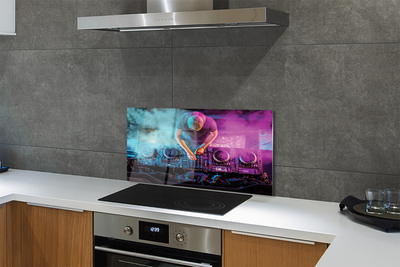 Painel de vidro Console de DJ com luzes coloridas