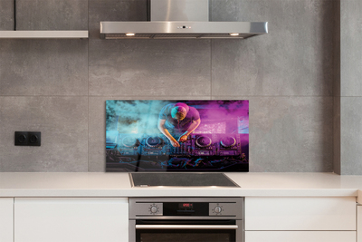 Painel de vidro Console de DJ com luzes coloridas