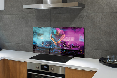 Painel de vidro Console de DJ com luzes coloridas