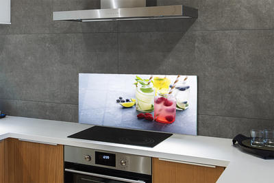 Painel de vidro Coquetel de framboesa, limão e lima