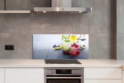 Painel de vidro Coquetel de framboesa, limão e lima