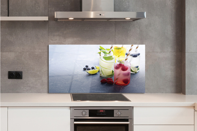 Painel de vidro Coquetel de framboesa, limão e lima