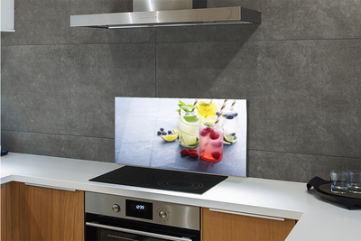 Painel de vidro Coquetel de framboesa, limão e lima