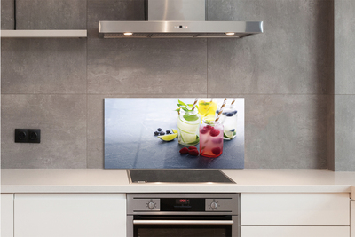 Painel de vidro Coquetel de framboesa, limão e lima