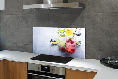 Painel de vidro Coquetel de framboesa, limão e lima