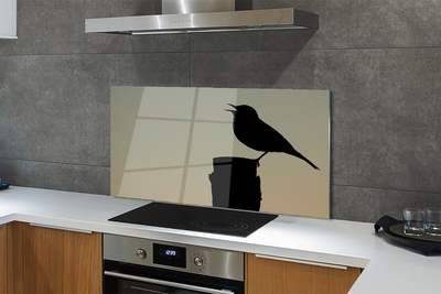 Painel de vidro Pássaro preto