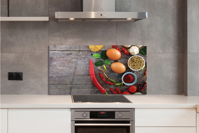 Painel de vidro Folhas de berinjela e pimenta