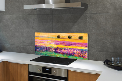 Painel de vidro Árvores e céu