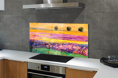 Painel de vidro Árvores e céu