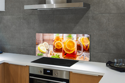 Painel de vidro Chá frio com canudos cítricos