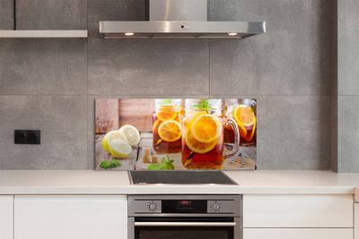 Painel de vidro Chá frio com canudos cítricos