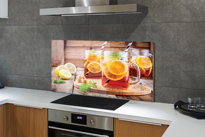 Painel de vidro Chá frio com canudos cítricos