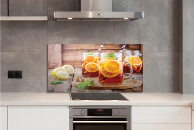 Painel de vidro Chá frio com canudos cítricos