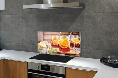 Painel de vidro Chá frio com canudos cítricos