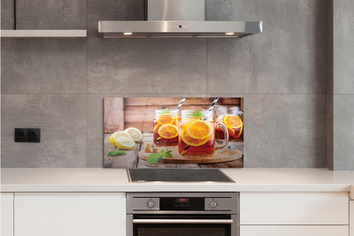 Painel de vidro Chá frio com canudos cítricos