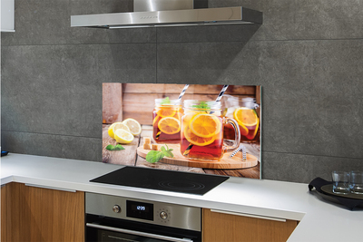 Painel de vidro Chá frio com canudos cítricos