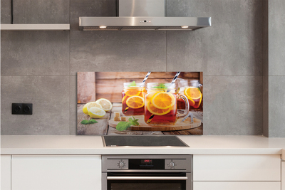 Painel de vidro Chá frio com canudos cítricos