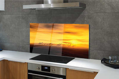 Painel de vidro Girafa árvore nuvens céu